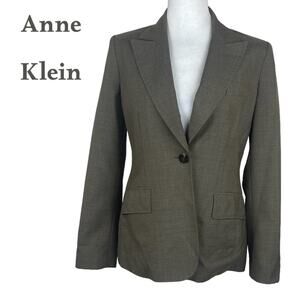Anne Klein Taupe Smooth Wool Blend Academia Jacket Blazer NWOT Size 6